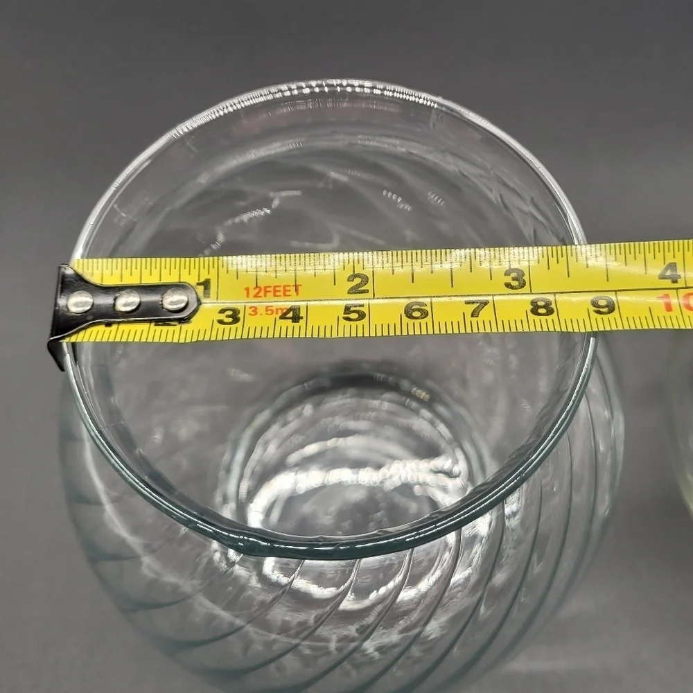 Vintage Indiana Clear Glass Ruffle Top & Ribbed Swirl Clear Glass Rose Bowl Vase